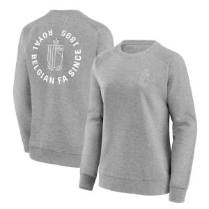 Belgium FA Loop Graphic Crew Sweatshirt – Sports Grey – Womens Belgium FA Loop Graphic Crew Sweatshirt - Sports Grey - Womens